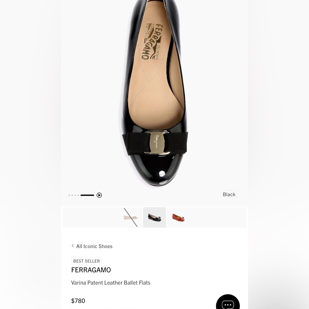 Salvatore Ferragamo Varina Black Patent Leather Ballet Flats, Size 8.5 - Picture 7 of 7